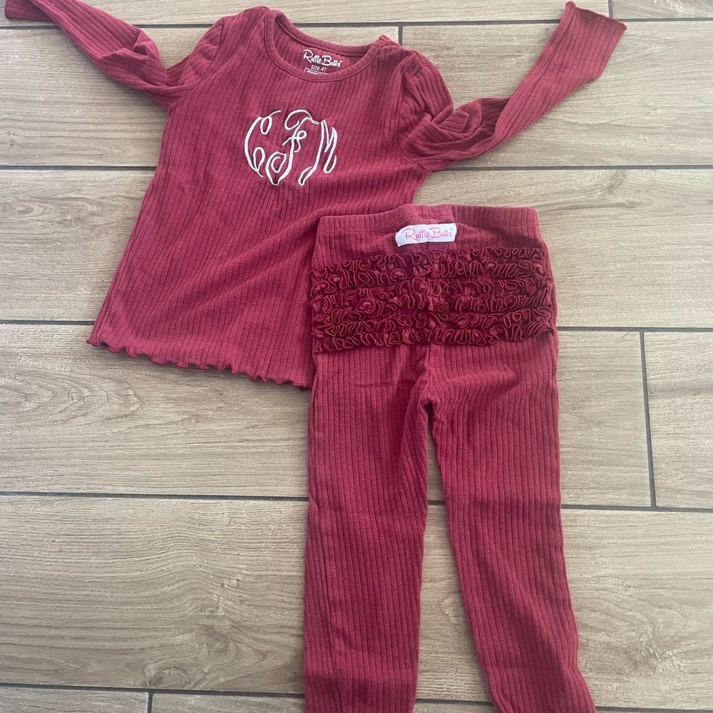 Monogrammed cFm RuffleButts pjs - Picture 2 of 4